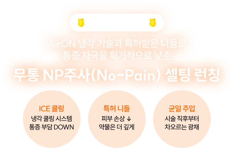 NP주사 런칭 혜택 통증 걱정 덜고 쿨링 시스템으로 효과는 꽉 채운 무통 NP주사(No Pain) 셀팅 상륙